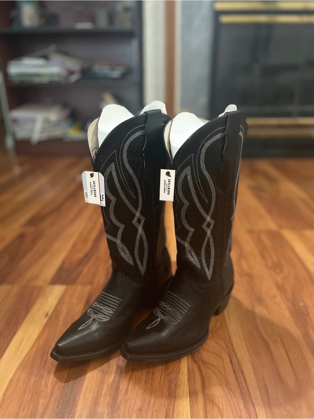 Classic Women’s Black Western Cowboy Boots - Embroidered Shaft